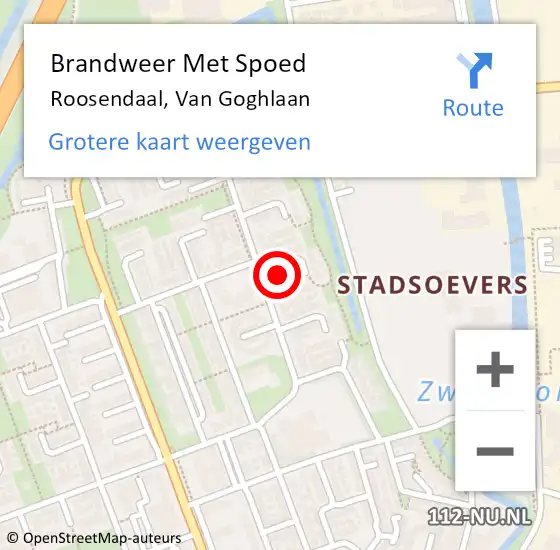 Locatie op kaart van de 112 melding: Brandweer Met Spoed Naar Roosendaal, Van Goghlaan op 15 augustus 2022 01:11