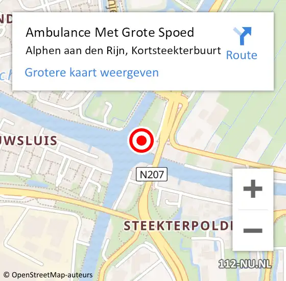 Locatie op kaart van de 112 melding: Ambulance Met Grote Spoed Naar Alphen aan den Rijn, Kortsteekterbuurt op 15 augustus 2022 01:14