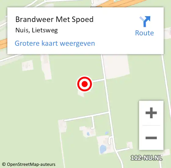 Locatie op kaart van de 112 melding: Brandweer Met Spoed Naar Nuis, Lietsweg op 15 augustus 2022 01:27