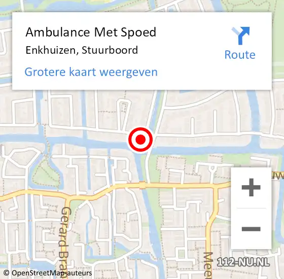 Locatie op kaart van de 112 melding: Ambulance Met Spoed Naar Enkhuizen, Stuurboord op 15 augustus 2022 01:53