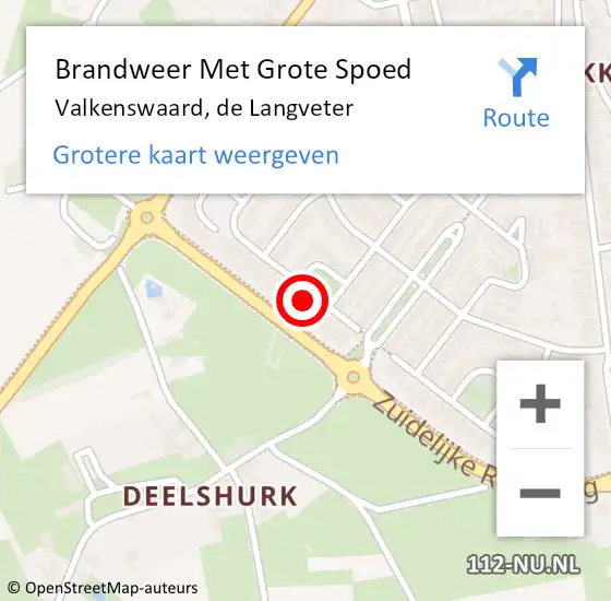 Locatie op kaart van de 112 melding: Brandweer Met Grote Spoed Naar Valkenswaard, de Langveter op 15 augustus 2022 02:24