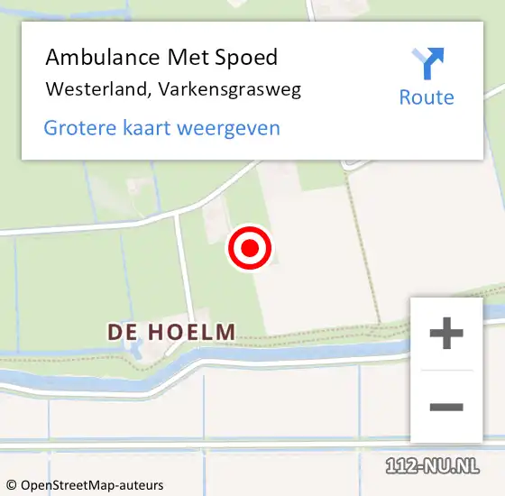 Locatie op kaart van de 112 melding: Ambulance Met Spoed Naar Westerland, Varkensgrasweg op 15 augustus 2022 03:06