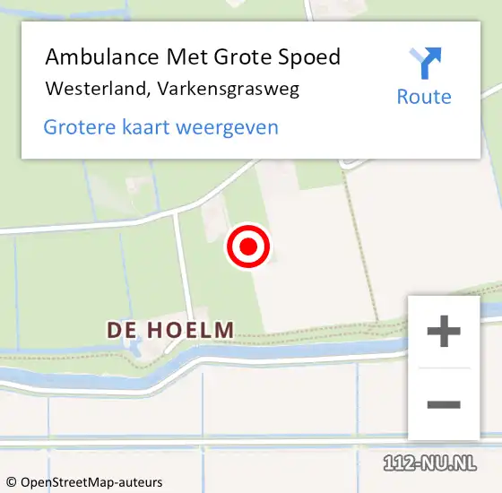 Locatie op kaart van de 112 melding: Ambulance Met Grote Spoed Naar Westerland, Varkensgrasweg op 15 augustus 2022 03:28