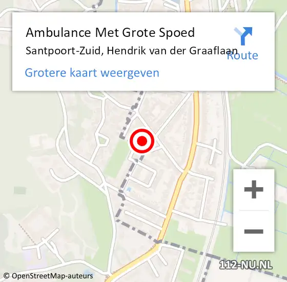 Locatie op kaart van de 112 melding: Ambulance Met Grote Spoed Naar Santpoort-Zuid, Hendrik van der Graaflaan op 15 augustus 2022 05:13