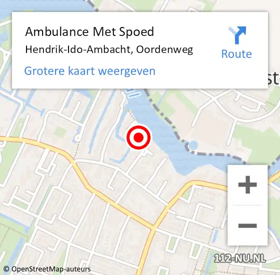 Locatie op kaart van de 112 melding: Ambulance Met Spoed Naar Hendrik-Ido-Ambacht, Oordenweg op 15 augustus 2022 06:04