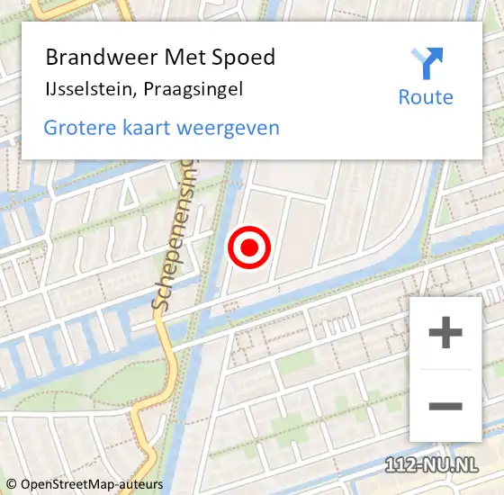 Locatie op kaart van de 112 melding: Brandweer Met Spoed Naar IJsselstein, Praagsingel op 15 augustus 2022 06:28