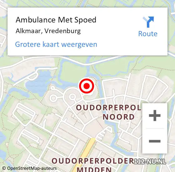 Locatie op kaart van de 112 melding: Ambulance Met Spoed Naar Alkmaar, Vredenburg op 15 augustus 2022 06:40