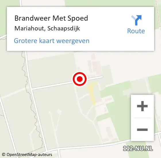 Locatie op kaart van de 112 melding: Brandweer Met Spoed Naar Mariahout, Schaapsdijk op 15 augustus 2022 06:43