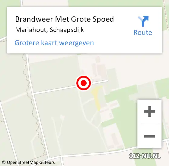 Locatie op kaart van de 112 melding: Brandweer Met Grote Spoed Naar Mariahout, Schaapsdijk op 15 augustus 2022 06:53