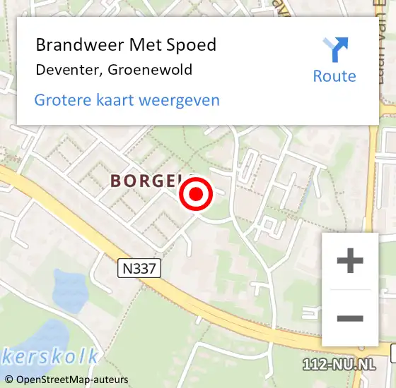 Locatie op kaart van de 112 melding: Brandweer Met Spoed Naar Deventer, Groenewold op 15 augustus 2022 07:11