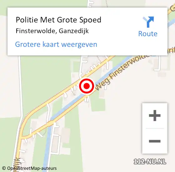 Locatie op kaart van de 112 melding: Politie Met Grote Spoed Naar Finsterwolde, Ganzedijk op 15 augustus 2022 08:14