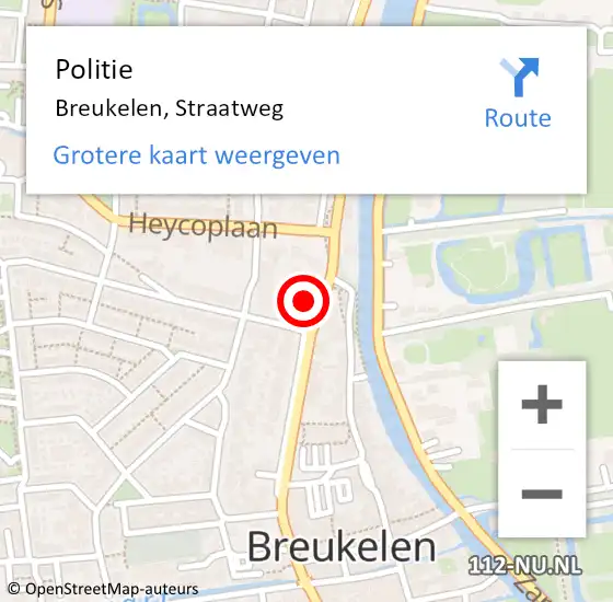 Locatie op kaart van de 112 melding: Politie Breukelen, Straatweg op 15 augustus 2022 08:48