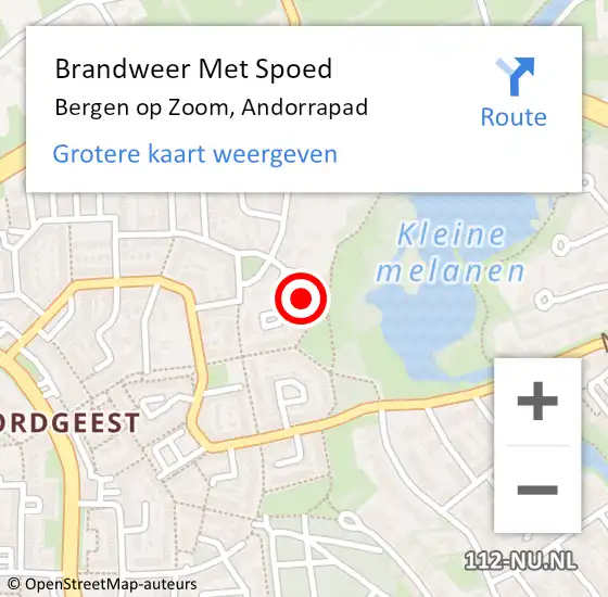 Locatie op kaart van de 112 melding: Brandweer Met Spoed Naar Bergen op Zoom, Andorrapad op 15 augustus 2022 08:56