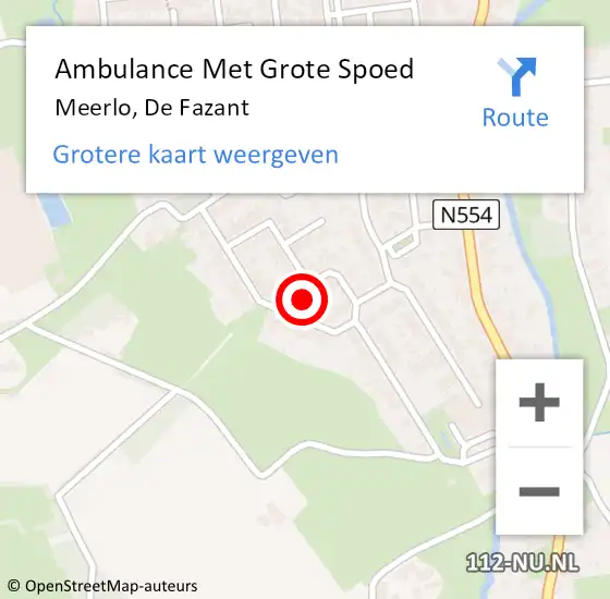 Locatie op kaart van de 112 melding: Ambulance Met Grote Spoed Naar Meerlo, De Fazant op 26 juli 2014 12:46