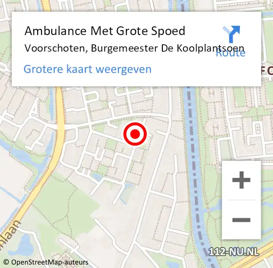 Locatie op kaart van de 112 melding: Ambulance Met Grote Spoed Naar Voorschoten, Burgemeester De Koolplantsoen op 15 augustus 2022 09:03