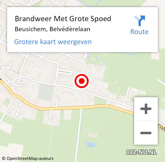 Locatie op kaart van de 112 melding: Brandweer Met Grote Spoed Naar Beusichem, Belvédèrelaan op 15 augustus 2022 09:32