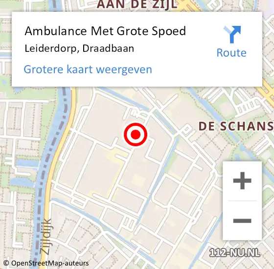 Locatie op kaart van de 112 melding: Ambulance Met Grote Spoed Naar Leiderdorp, Draadbaan op 15 augustus 2022 09:48