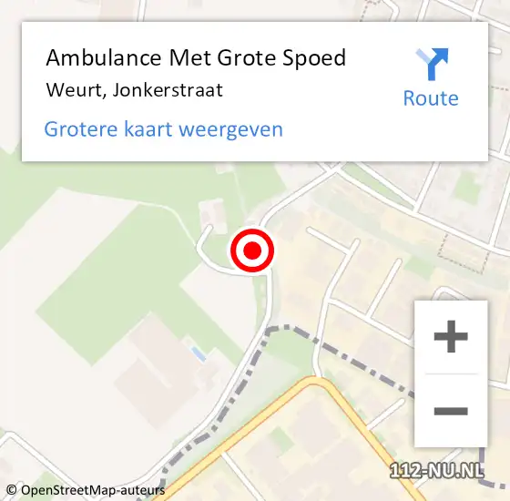 Locatie op kaart van de 112 melding: Ambulance Met Grote Spoed Naar Weurt, Jonkerstraat op 15 augustus 2022 09:59