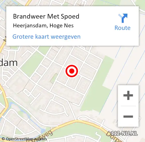 Locatie op kaart van de 112 melding: Brandweer Met Spoed Naar Heerjansdam, Hoge Nes op 26 juli 2014 12:53