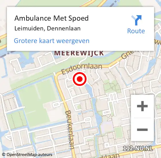 Locatie op kaart van de 112 melding: Ambulance Met Spoed Naar Leimuiden, Dennenlaan op 15 augustus 2022 10:10