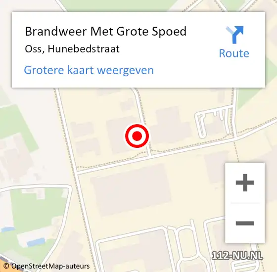 Locatie op kaart van de 112 melding: Brandweer Met Grote Spoed Naar Oss, Hunebedstraat op 15 augustus 2022 10:25