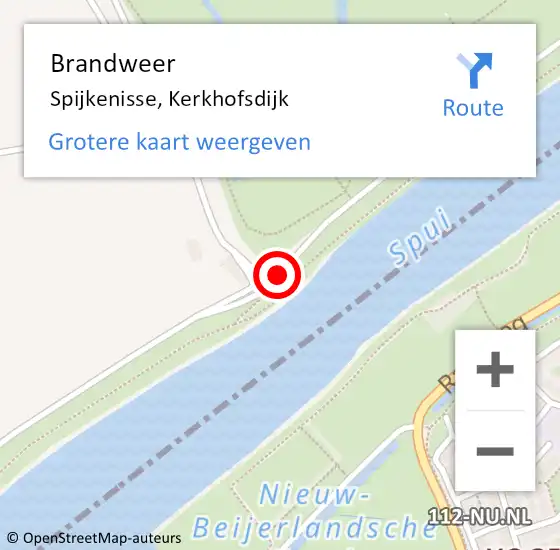Locatie op kaart van de 112 melding: Brandweer Spijkenisse, Kerkhofsdijk op 15 augustus 2022 10:50