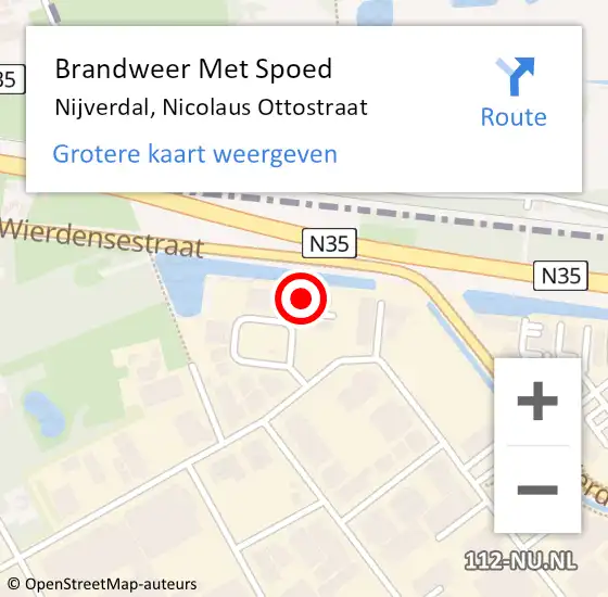 Locatie op kaart van de 112 melding: Brandweer Met Spoed Naar Nijverdal, Nicolaus Ottostraat op 15 augustus 2022 10:55