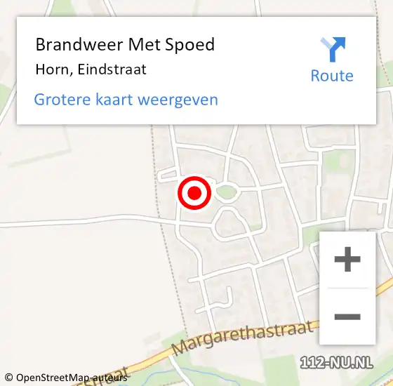 Locatie op kaart van de 112 melding: Brandweer Met Spoed Naar Horn, Eindstraat op 15 augustus 2022 11:05