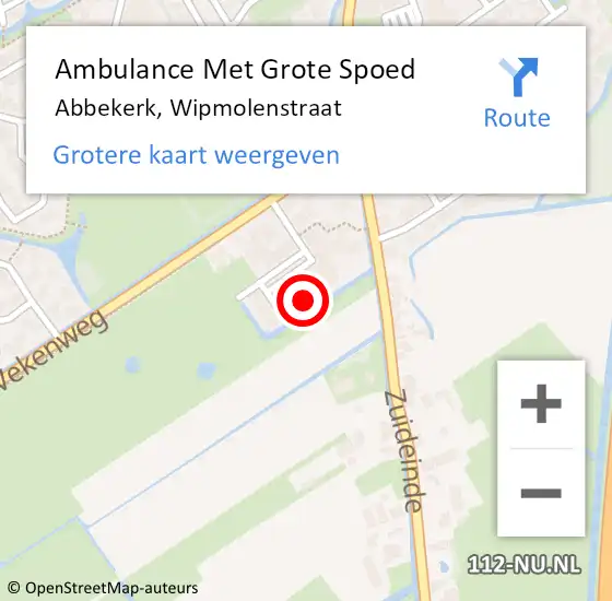 Locatie op kaart van de 112 melding: Ambulance Met Grote Spoed Naar Abbekerk, Wipmolenstraat op 15 augustus 2022 11:28