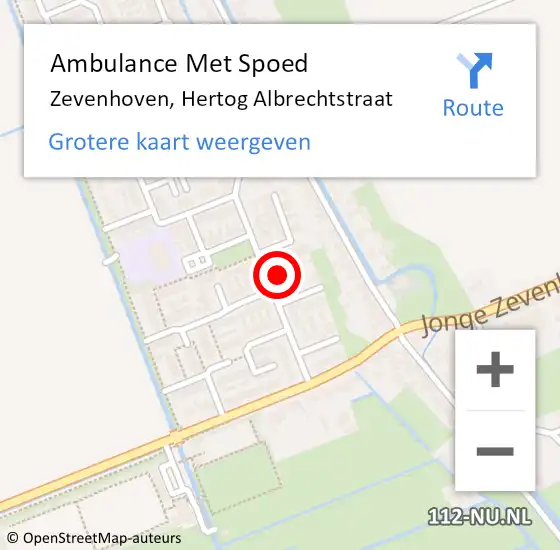 Locatie op kaart van de 112 melding: Ambulance Met Spoed Naar Zevenhoven, Hertog Albrechtstraat op 15 augustus 2022 11:29