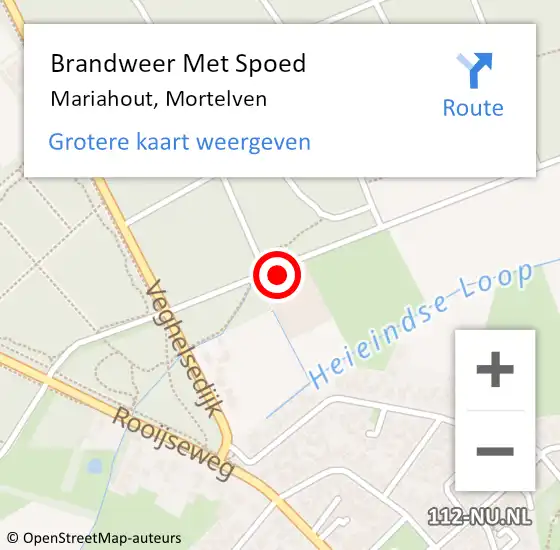 Locatie op kaart van de 112 melding: Brandweer Met Spoed Naar Mariahout, Mortelven op 15 augustus 2022 11:29