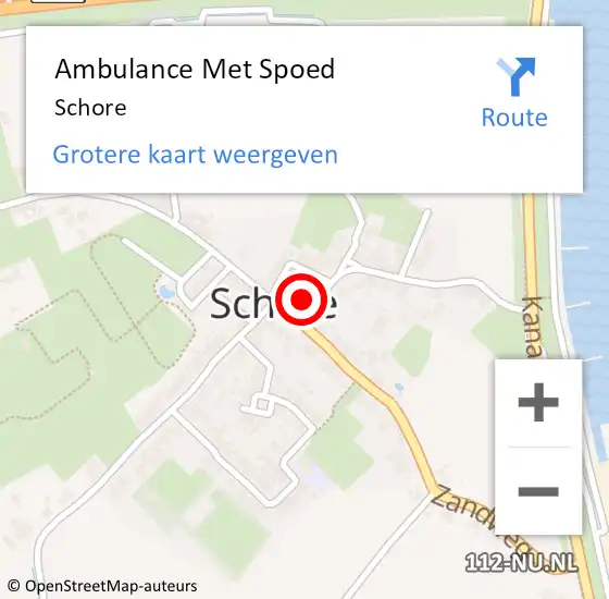 Locatie op kaart van de 112 melding: Ambulance Met Spoed Naar Schore op 15 augustus 2022 11:53