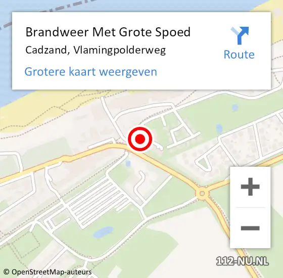 Locatie op kaart van de 112 melding: Brandweer Met Grote Spoed Naar Cadzand, Vlamingpolderweg op 15 augustus 2022 12:01