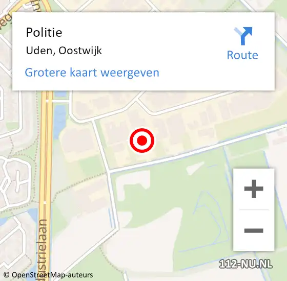 Locatie op kaart van de 112 melding: Politie Uden, Oostwijk op 15 augustus 2022 12:07