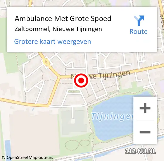 Locatie op kaart van de 112 melding: Ambulance Met Grote Spoed Naar Zaltbommel, Nieuwe Tijningen op 15 augustus 2022 12:12