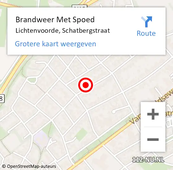 Locatie op kaart van de 112 melding: Brandweer Met Spoed Naar Lichtenvoorde, Schatbergstraat op 15 augustus 2022 12:22