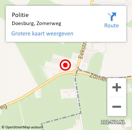 Locatie op kaart van de 112 melding: Politie Doesburg, Zomerweg op 15 augustus 2022 12:58