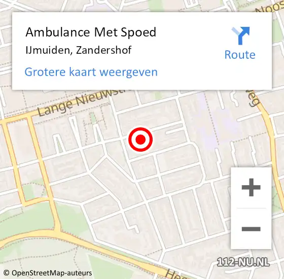 Locatie op kaart van de 112 melding: Ambulance Met Spoed Naar IJmuiden, Zandershof op 15 augustus 2022 13:00