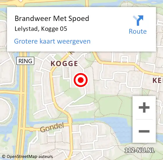 Locatie op kaart van de 112 melding: Brandweer Met Spoed Naar Lelystad, Kogge 05 op 15 augustus 2022 13:14