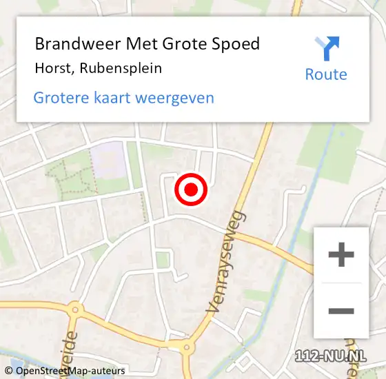 Locatie op kaart van de 112 melding: Brandweer Met Grote Spoed Naar Horst, Rubensplein op 15 augustus 2022 13:24