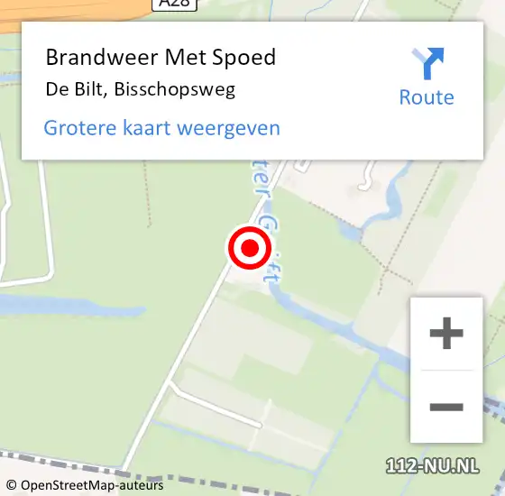 Locatie op kaart van de 112 melding: Brandweer Met Spoed Naar De Bilt, Bisschopsweg op 15 augustus 2022 13:46