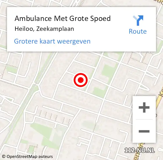 Locatie op kaart van de 112 melding: Ambulance Met Grote Spoed Naar Heiloo, Zeekamplaan op 15 augustus 2022 13:51