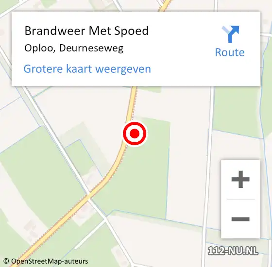 Locatie op kaart van de 112 melding: Brandweer Met Spoed Naar Oploo, Deurneseweg op 15 augustus 2022 14:00