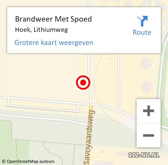 Locatie op kaart van de 112 melding: Brandweer Met Spoed Naar Hoek, Lithiumweg op 15 augustus 2022 14:01