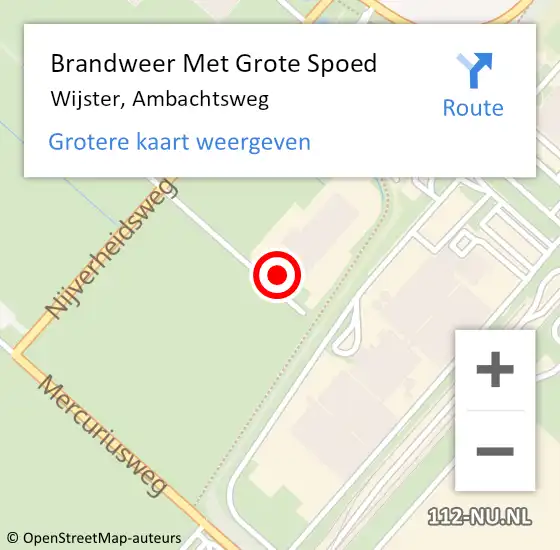 Locatie op kaart van de 112 melding: Brandweer Met Grote Spoed Naar Wijster, Ambachtsweg op 15 augustus 2022 14:21