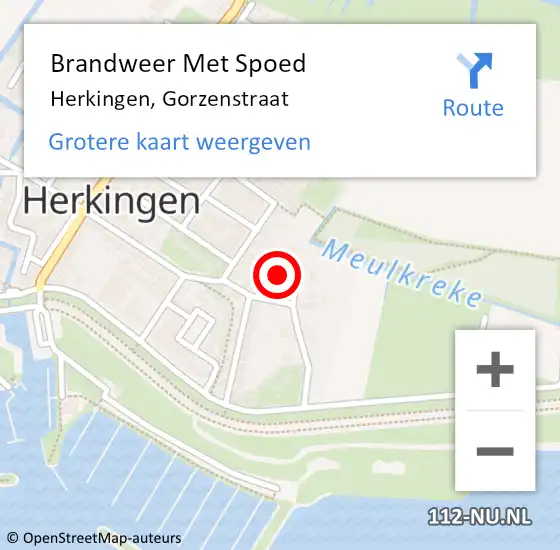 Locatie op kaart van de 112 melding: Brandweer Met Spoed Naar Herkingen, Gorzenstraat op 15 augustus 2022 14:36