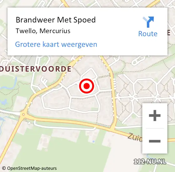 Locatie op kaart van de 112 melding: Brandweer Met Spoed Naar Twello, Mercurius op 15 augustus 2022 14:37