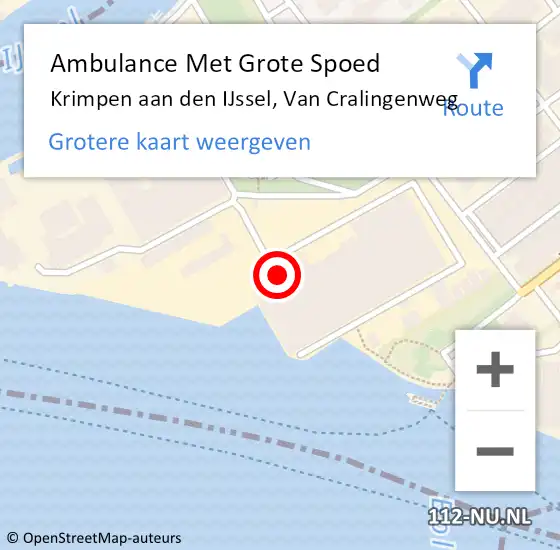 Locatie op kaart van de 112 melding: Ambulance Met Grote Spoed Naar Krimpen aan den IJssel, Van Cralingenweg op 15 augustus 2022 14:50