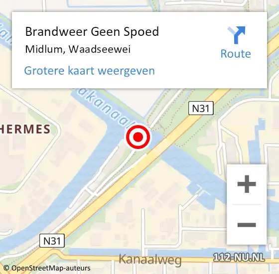 Locatie op kaart van de 112 melding: Brandweer Geen Spoed Naar Midlum, Waadseewei op 15 augustus 2022 14:52