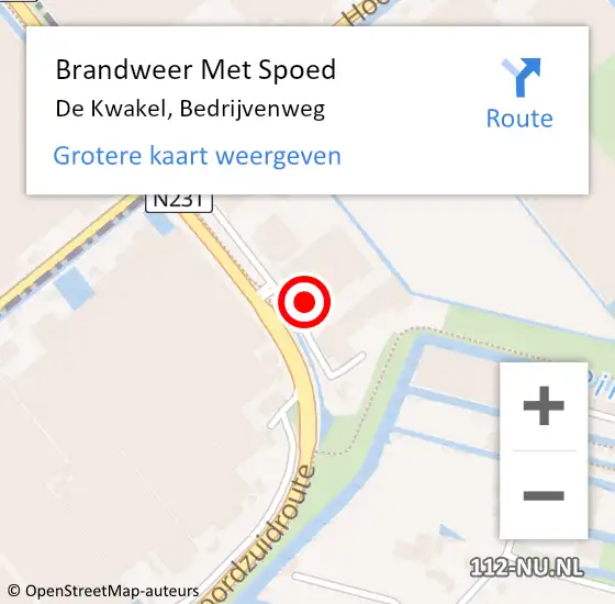 Locatie op kaart van de 112 melding: Brandweer Met Spoed Naar De Kwakel, Bedrijvenweg op 15 augustus 2022 15:09